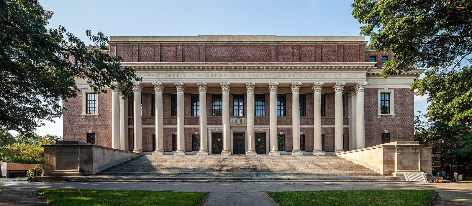 Columned university library facade